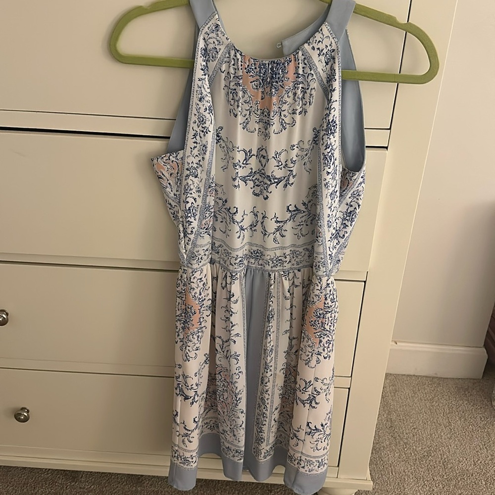 Pink, light blue, and white BCBG dress